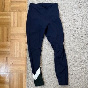Tory Burch (Tory Sport) Navy Leggings with White & Green Leg Detail